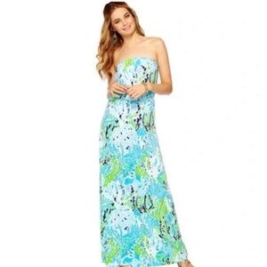Lilly Pulitzer Marlisa Maxi Dress Let’s Cha Cha Blue Pima Cotton Women’s size XS